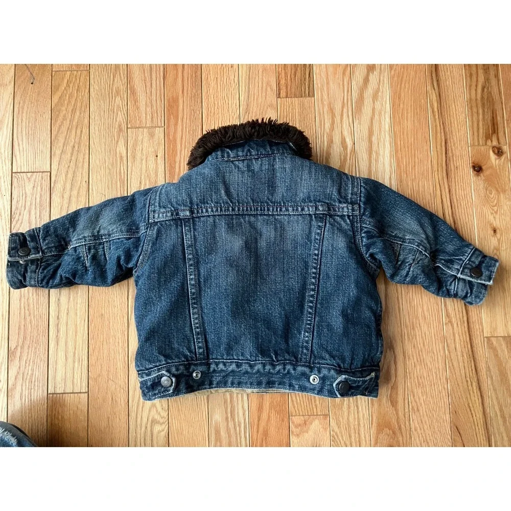 GAP Sherpa Lined Denim Jacket Baby Boy 18-24 Months‎ Fur Collar